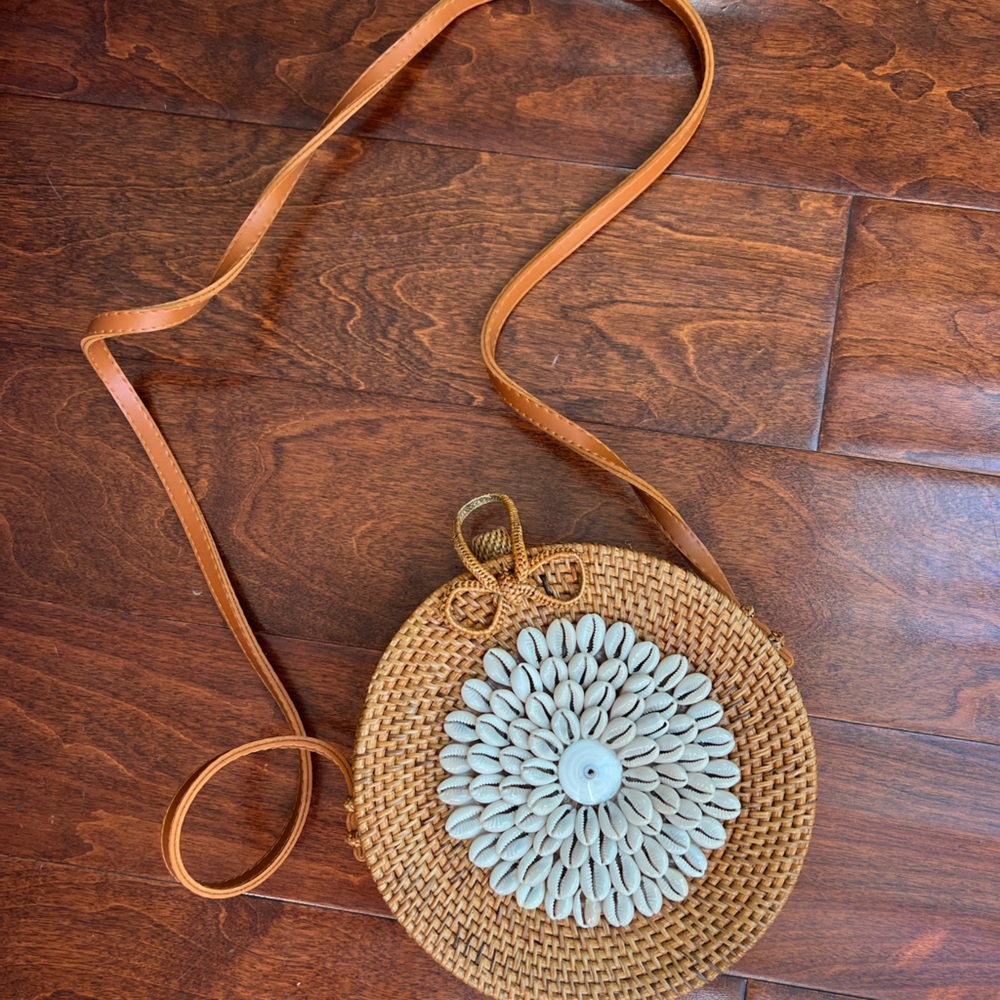 Anthropologie Shell Purse with Purple and Brown lining
